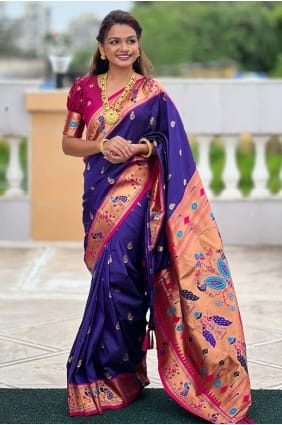 Silk Voilet Saree in Weaving SR29394
