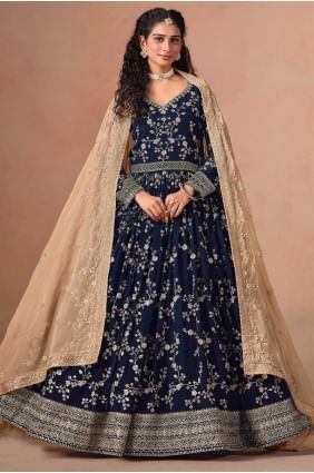 Faux georgette Faux georgette Anarkali Suit with Weaving AS4114