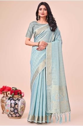 Weaving Organza Saree in Peach  with Blouse SR28454