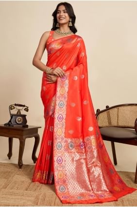 Orange Weaving Silk Saree SR28999