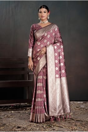 Pink Saree in Weaving Silk SR29381
