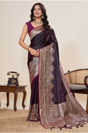 Purple Weaving Satin Saree SR28993