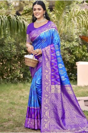 Sky blue Silk Saree with Weaving SR29542