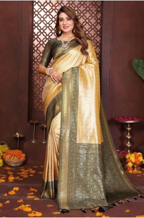 Yellow Saree with Weaving Banarasi silk SR29754