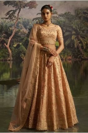 Silk Weaving Peach Lehenga Choli with Dupatta LC8642