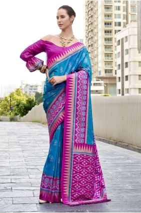 Weaving Silk Saree in Blue SR28448