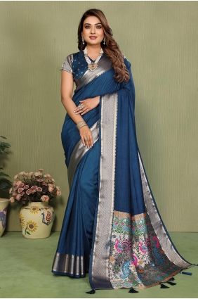 Blue Weaving Silk Saree for Party Wear SR29884