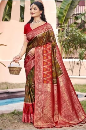 Mehndi Weaving Silk Saree SR29536