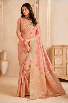 Weaving Silk Saree in Pink with Blouse SR28387