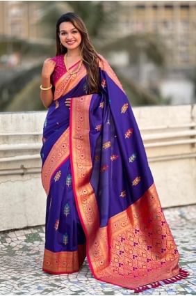 Weaving Silk Saree Purple with Blouse SR28399