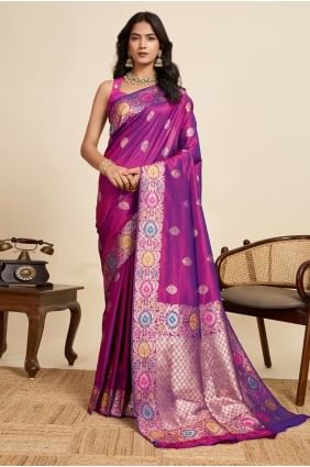 Silk Weaving Purple Saree with Blouse SR28997