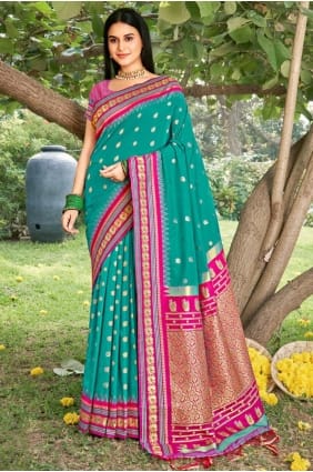 Weaving Silk Saree in Sea green SR29533