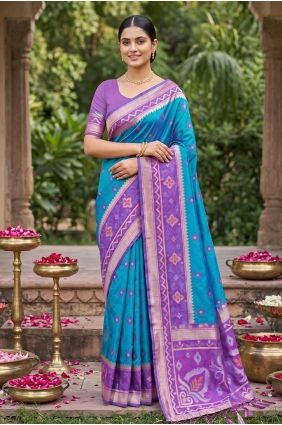 Silk Saree in Teal blue with Weaving SR29973