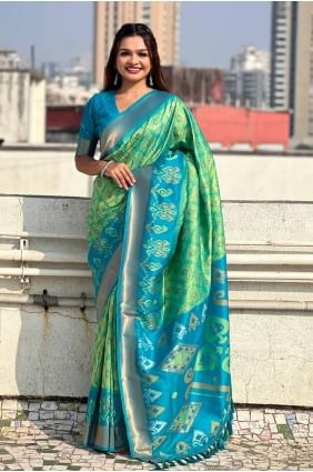 Weaving Silk Sea green  Saree with Blouse SR28012
