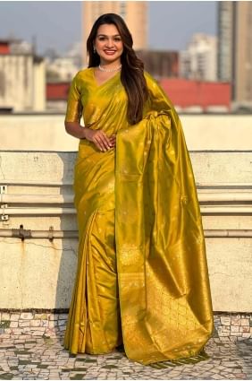 Weaving Silk Saree in Olive with Blouse SR28268