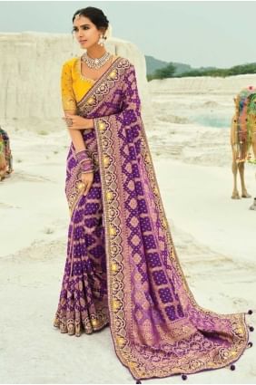 Purple Wedding Saree in Georgette with Weaving SR28840