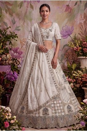 White Net Lehenga Choli with Lace LC9029