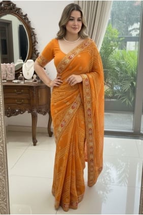 Yellow Digital print Georgette Saree SR29271