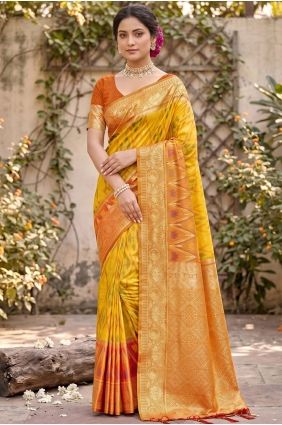 Yellow Silk Saree with Embroidered SR29947