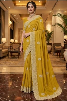 Yellow Silk Saree with Embroidered SR29637