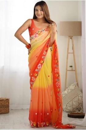 Yellow Saree in Georgette with Embroidered SR28386