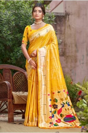 Silk Saree with Weaving in Yellow SR29422
