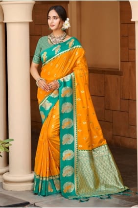 Weaving Saree in Yellow Silk SR29491
