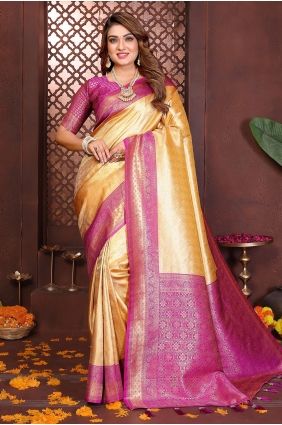 Banarasi silk Saree with Weaving in Yellow SR29753