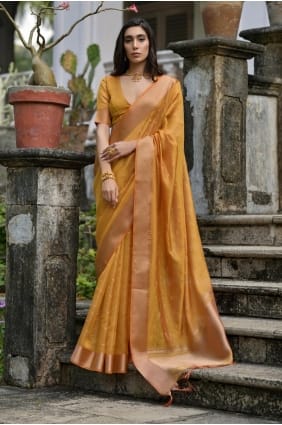Silk Yellow Saree in Zari SR29305