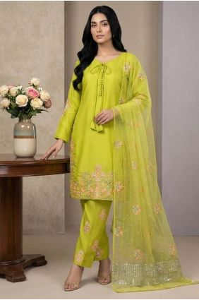 Salwar Kameez in Yellow Silk with Sequins SK15655