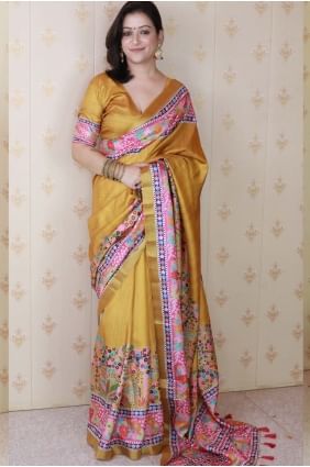 Yellow Tussar silk Saree with Weaving SR28503
