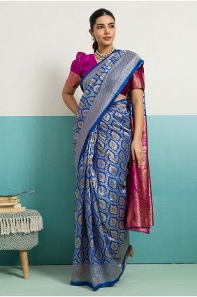 Banarasi silk Saree in Blue with Zari SR29733