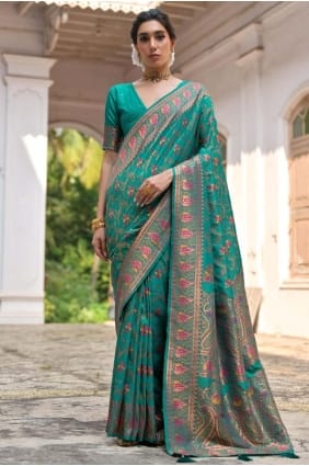 Pashmina Zari Rama Saree with Blouse SR29670