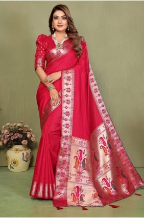 Pink Saree in Zari Silk SR29704