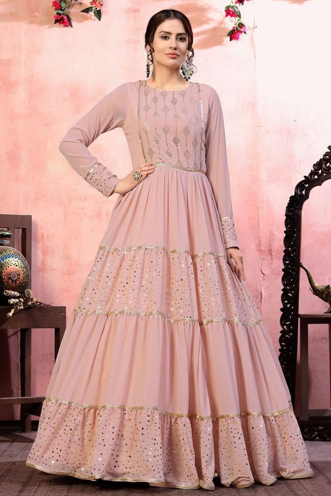 Dusty pink georgette gown dress UK : GW0204