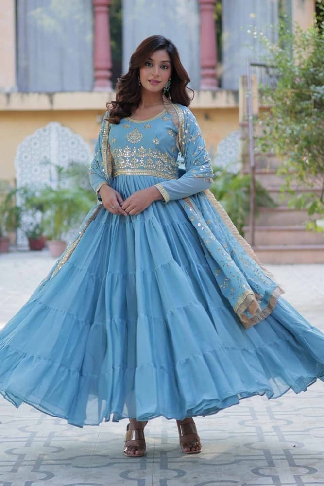 Light Blue Desi Dresses Online Uk Buy Blue Indian Lehengas In Germany,  Italy France Empress