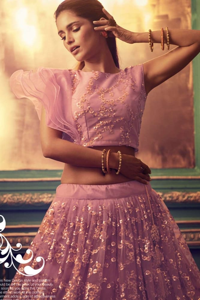 Dusty pink Party Wear Lehenga Choli Online, Designer Net Lehenga Choli with Dusty Pink Dupatta UK : LC3186 Dusty pink Party Wear Lehenga Choli Online, Designer Net Lehenga Choli with Dusty Pink Dupatta UK : LC3186